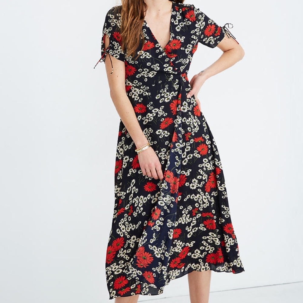 Madewell floral wrap midi dress